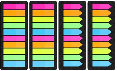 800 Stück Haftstreifen Haftmarker - 4 Stile Haftnotizen Klebezettel Sticky Notes Index Tabs Post its Klein Heftstreifen Pastell Tabs Klebemarkierung Poster Strips - Schwarz
