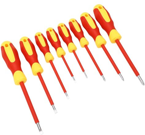 Destornillador para Electricista, Juego de Destornilladores Aislados de 500 V de 8 Piezas con Punta Magnética, Kit Surtido de Destornilladores con Ranura Cruzada para Reparación