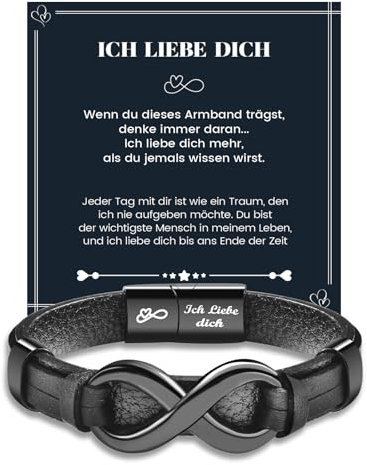 MANVEN Armband Männer Geschenk Valentinstag für Ihn Mann Jahrestag Weihnachten Geburtstagsgeschenk Hochzeitstag Lederarmband Herren mit Gravur Ich Liebe Dich für Freund Ehemann