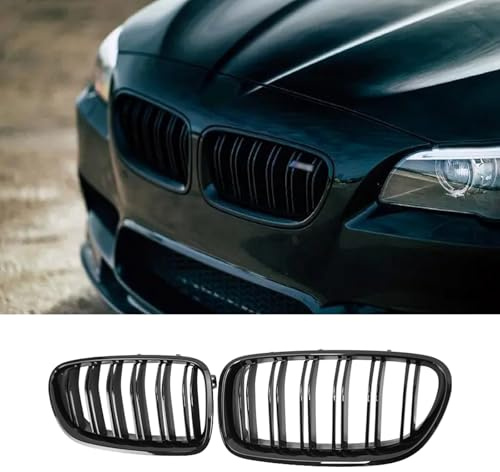 YIGRRO Kühlergrill für BMW 5er F10 F11 F18, ABS Sport Frontgrill, Glanz Schwarz Doppelsteg, 520d 530d 540i (2010-2017)