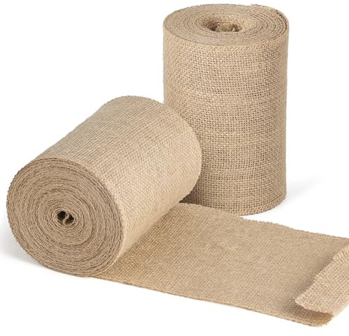 SUPAWAY Toile de jute rouleau 15 cm de large toile de jute 10 m Toile de jute 2 rouleau brun Chemin de table toile de jute Bande d' enroulement de jute pour la protection des arbres et la décoration