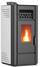 Estufa De Pellets 12Kw | Con Doble Motor Para Hueso De Aceituna Y Biomasa, Tolva de 18Kg | Calefacción en Área de120 m² | Estufa Eléctrica de Pellet, Para Interior, Eficiente Y Silenciosa | Blanco