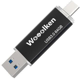 Wooolken - Unidad flash USB C de 64 GB, unidad flash USB 3.0 doble tipo C, unidad flash OTG compatible con iPhone 16/15, smartphone Android, tabletas, computadoras, laptop (negro)