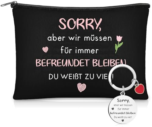Jadive Beste Freundin Geschenke Kosmetiktasche mit Schlüsselanhänger BFF Kulturbeutel Schminktasche für Schwestern Kleine Make Up Tasche für Frauen Freundinnen Geschenkideen zum Geburtstag Weihnachten