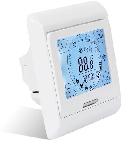Digital Thermostat Raumthermostat Fußbodenheizung, LCD-Touchscreen, Thermostat Fussbodenheizung Elektrisch Programmierbar mit fühler 16A, Unterputz, für Raumtemperaturregler, Heizungsthermostat