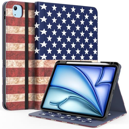 ZoneFoker Schutzhülle für iPad Air 27,9 cm (11 Zoll) M2 (2024), iPad Air 5. / 4. Generation 10,9 Zoll (2022/2020), iPad Pro 11 (4. / 3. / 2. / 1. Generation), Multi-Winkel-Ständer, Lederhülle mit