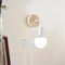 Applique Murale Avec Interrupteur Marche Et Prise, lampe de chevet murale Moderne, Applique Murale Intérieur Bois Métal Vintage pour Chambre, Salon, Couloir (Blanc)