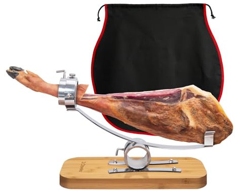 Soporte Jamonero Basculante Profesional con Cabezal Giratorio en Acero Inoxidable (3C Bambú)