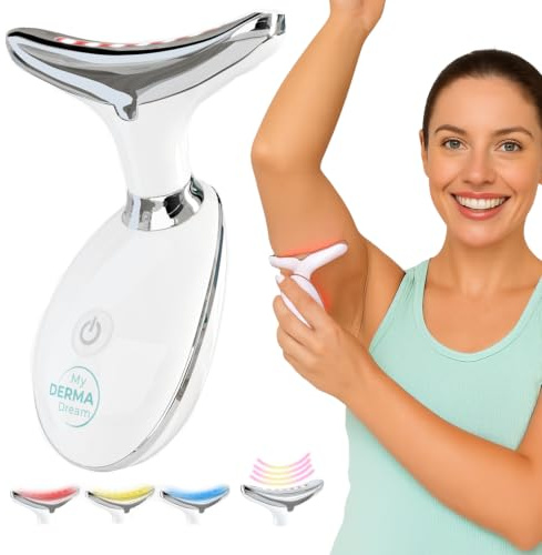 MyoGlow by MDD | Neck, Face, Arms, and Legs Skin Tightening and Lifting Lymphatic Drainage Massager Tool | Uses LED Light, Sonic Vibration, Thermal Activation