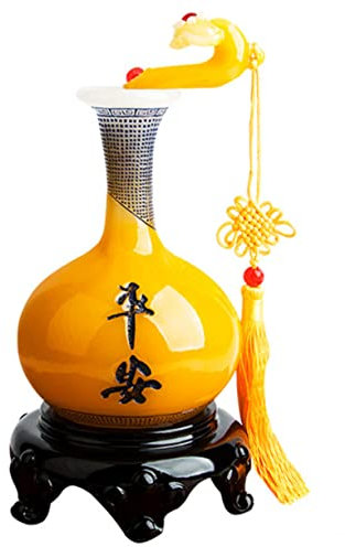Cabilock Winzige Blumenvase Dekorative Vase Für Tafelaufsätze Heimornament Im Chinesischen Stil Gelbe Jadefarbe Für Blumenarrangement