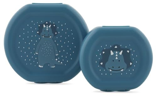 Trixie Mr. Triceratops Snack Boxes Set of 2 for Kids | Set of 2 snack boxes with easy-open clips. Ideal for snacks at school, daycare and on the go.