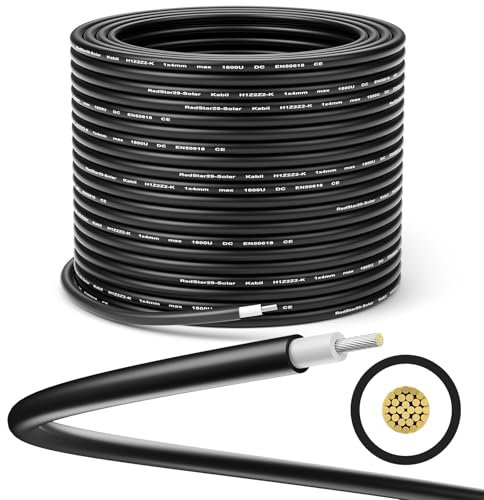 SternSinn Câble Solaire 4mm² 50m, Cable Panneau Solair, IP67 Câble Solaire, Rallonge Cable Solaire, PV Cable, Câble de Connexion Solaire pour Panneau Solaire, Noir