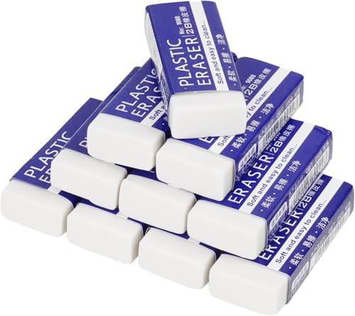 joonnair 10 Stück 5 * 2CM Groß Radiergummis Weiß, 2b Weich Radiergummi, Papier Schützen und Leicht Abwischen, Radiergummi Weich Für Schule, Büro, Skizzen, Kunst und 2B Bleistift