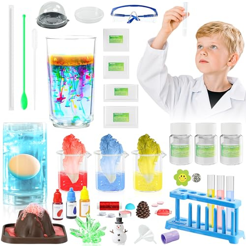 50+ kit di esperimenti scientifici per bambini, progetti STEM, giocattoli scientifici per ragazzi e ragazze, kit di scienza chimica come giocattolo educativo per bambini dai 4 agli 8 ai 12 anni