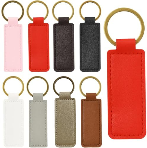 SUNNYCLUE 24 porte Clés en Cuir PU Vierge Personnalisé Rectangulaire Double Face avec Anneaux pour Porte Clés pour la Fabrication de Porte Clés la Gravure le Bricolage les Cadeaux pour Femmes et Homme