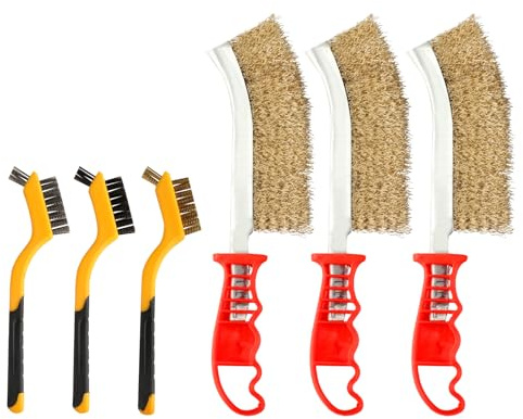 6 PcsBrosse Metallique a Main,pour Nettoyer Rouille Peinture | Brosse Métallique en Acier,Brosse Laiton,Brosses Métalliques Inoxydable Nylon pour Scories de Soudure (3 Grands + 3 Petite)