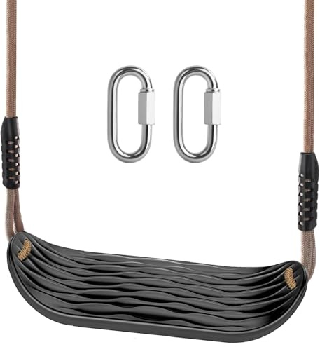 Braoses Garden Games Schaukelsitz aus Robustem Set mit 2m Langem Verstellbarem Seil und 2 Karabinern, Robustes Schaukel Outdoor Garten Schaukel Schwarz
