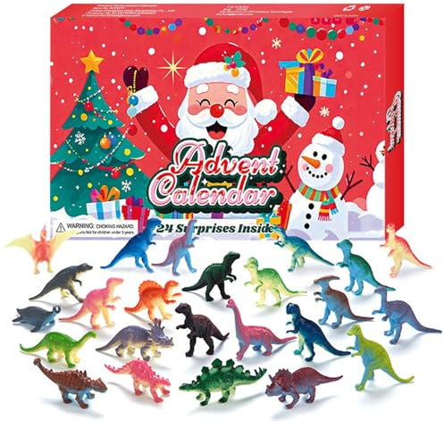 Dinosaurier -Adventskalender 2025, 24PCS Realistische Dinosaurier -Figuren Weihnachtskalender 2025 für Kinder Jungen Mädchen