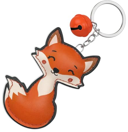 DONWOIE Fuchs Schlüsselanhänger, Taschenanhänger für Damen | Tierisches Schlüsselband mit Glöckchen, Coole Schluisselringe Geschenke für Freunde und Tierliebhaber