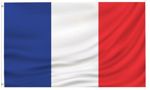 Französische Flagge • Hochwertige Nationalflagge 90 x 150 cm Mit Messingösen Für den Innen- und Außenbereich Wetterfest und aus 100% Polyester – Ideal für alle Franzosen