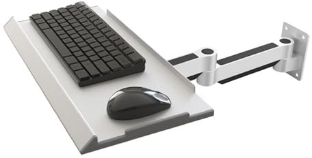 Generisch Wall Mount Keyboard Tray, Keyboard and Mouse Stand, Typing Platform, Aluminum Alloy Material, Holds Up to 8Kg, Adjustable Angle, Tilt and Swivel, for Office, Industrial(610mm)
