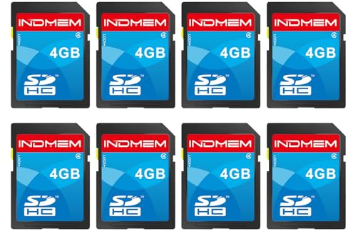 SD-Karte, 4 GB, Klasse 4, 4 GB, Flash-Speicherkarte, MLC-Standard, sichere Digitalkarten, Kamerakarte für Kamera, Foto, Musik und Datenspeicherung, 8 Stück