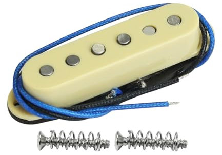 Fleor Single-Coil-Pickup, Vintage-Design, Alnico 5, Faserplattenspule, Tonabnehmer, Ersatz für E-Gitarre Middle cremefarben