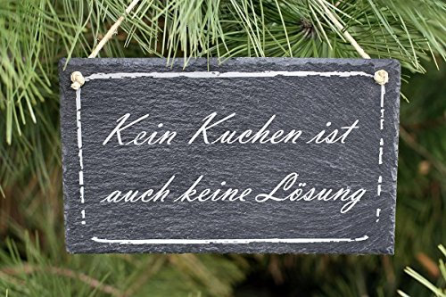 condecoro Schiefer Schild - Kein Kuchen ist auch Keine Lösung - Schiefertafel Wandbild