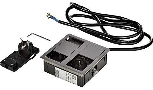 Kopp 939632015 VersaHIT Dual Einbausteckdose, 16 A, IP54, 3400 W, Zinn