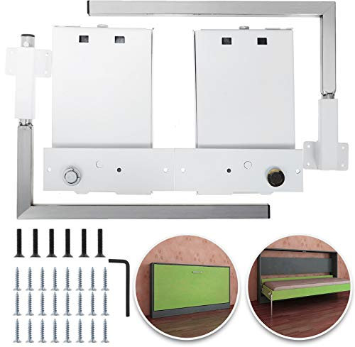 Happybuy Murphy - Meccanismo di montaggio a molle, resistente, kit fai da te per letto matrimoniale (orizzontale), bianco