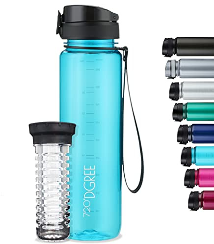 720°DGREE Trinkflasche mit Fruchteinsatz ”uberBottle” – BPA-Frei, Leicht | Premium Tritan Sportflasche - 5 Größen, viele Farben - Wasserflasche für Sport, Kinder, Schule, Fahrrad, Büro, Uni, Outdoor