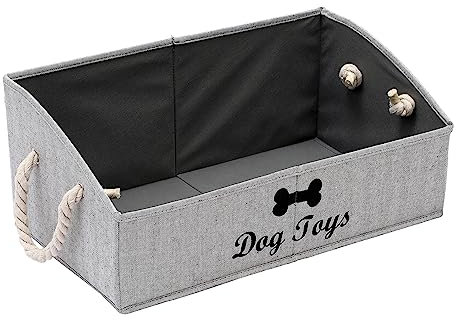 MOREZI Aufbewahrungsbox für Haustierspielzeug aus Segeltuch,faltbare Aufbewahrungsbox für Hundespielzeug,zum Organisieren von Spielzeug für Haustiere,Zubehör und Zubehör usw-Hund-Streifengraue