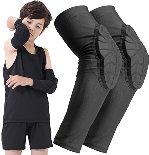 BOHOPE Kids Youth 5-15 Years Arm Pad Sleeve Sports Compression Elbow Padded Guards Protective Gear for Basketball Baseball Football Volleyball Wrestling Cycling 1 Pair (Youth Small)