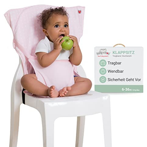 Chaise Nomade BabyToLove | Chaise Haute Portable | Légères, Facile à transporter | Indispensable pour voyager | Pink Stars