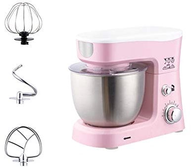 JHNEA Stand Mixers, 6-Speed Tilt-Head Electric Food Stand Mixer, Electric Mixer with Dough Hook, Whisk & Beater, Splash Guard, 3.5L Stainless Steel Bowl,Pink