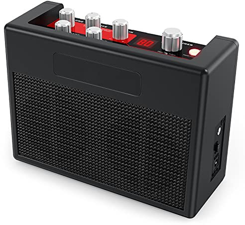 summina Tragbarer Gitarrenverstärker Amp 5 Watt Integrierte Multi-Effekte Unterstützung für 80 Drum-Rhythmen mit Aux-Eingang Kopfhörerausgang, Netzteil im Lieferumfang enthalten