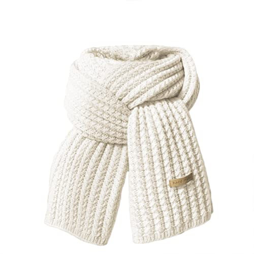 ORANDESIGNE Schal Damen Winter Flauschig Weicher Strickschal Winter Warm Einfarbig Grobstrick Schal Oversize Winterschal Elegante Quadratischer Frauen Deckenschal Scarf A Weiß M