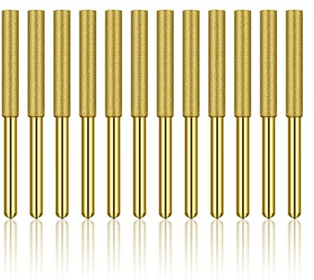 LELE LIFE 12-teiliger Diamant-Kettensägenschärfer, hohe Härte, titanbeschichtete Grat-Schleifsteinfeile, Kettensägenschärfer-Stein-Schleifeinsätze, 5/32 Zoll, 4 mm