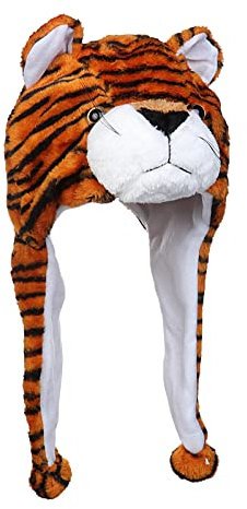 JK Home Mignon Bonnet Animal 3 en 1 Chapeau d'hiver Velours Echarpe Gants Cache Cou Oreilles Tigre Court