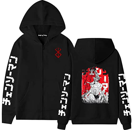 EVOHOUSE Chainsaw Man Hoodie Denji Cosplay Costume Cartoon Graphic Printed Zipper Long Sleeve Sweatshirt Casual Sweater Jumper for Women Men
