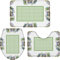 Set 3 Teilig Badvorleger Hellgrüne Gitter Mit Spitze Anti-Rutsch Bade-Matte+Kontur+Wc-Deckelabdeckung Weiche Wc-Deckelbezug Für Badewanne Dusche Badezimmer