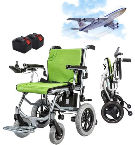 Folding Electric Wheelchair, Lithium Battery Adult Portable Power Wheelchair Mobility Aid for Physically Impaired, Handicapped Elderly Users, Aeroplane-Ready