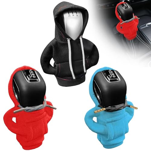 Schaltknauf Hoodie, 3PCS Auto Schaltknauf Abdeckung, Schaltknauf Abdeckung, Schaltknauf Hoodie Abdeckung, Universal Schaltknauf Hoodie, Hoodie für Schaltknauf, Schaltknauf überzug für Auto Dekoratives
