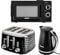 GEEPAS Electric Kettle 4 Slice Bread Toaster & Microwave Kitchen Set | 2200W 1.7L Textured Cordless Kettle | 1750W Toaster with 7 Level Browning Control | 700W Solo Manual Dial Microwave 20L | Black