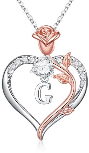TINGN Kette Damen Halskette mit Buchstaben, Zierlich Herz Halskette für Frauen Silber Intiale G Kette mit Buchstaben Halskette Damen Silber Schmuck Damen Geschenke für Mutter Frauen Freundin Mädchen