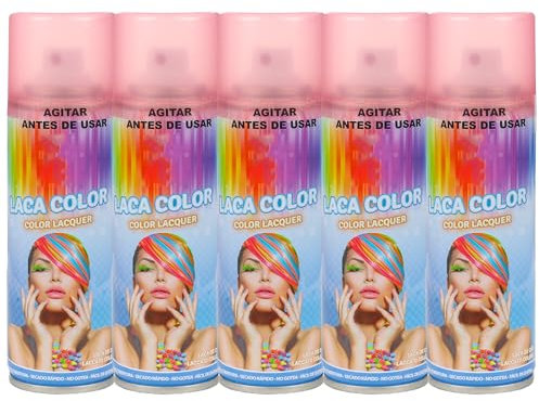 Spray Temporal con Color para Cabello - Efecto Vibrante, Fácil Lavado, Apto para Todos los Tipos, Secado Rápido, Ideal para Fiestas y Eventos, 125ml (Color Rosa, 6 unit)