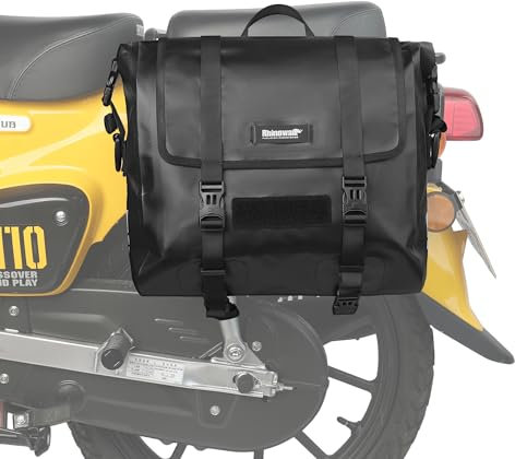 Rhinowalk Borse da sella per moto, impermeabili, a sgancio rapido, 15 l, adatte per la maggior parte delle moto con telaio laterale (nero, confezione da 1), MTR2030-1