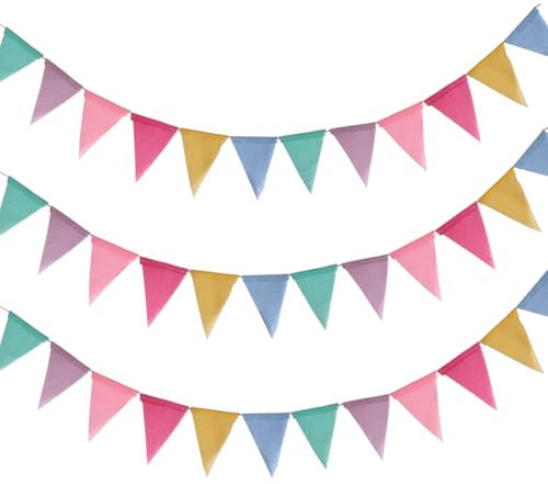 Wimpelkette Outdoor Wetterfest, Einschulung Deko, 3Stück Girlande Geburtstag, für Jugendweihe, Matschküche, Regenbogen Deko, Luftschlangen, Kinderzimmer, Deko Gartenparty