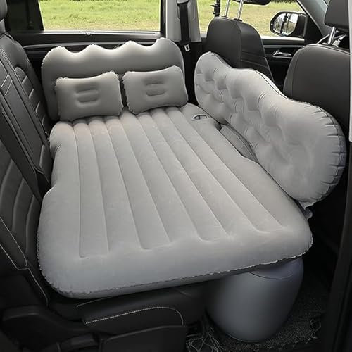 GFHZZS Aufblasbares Bett für den Auto-Rücksitz für Renault Master Bus,Beflockungs+PVC Auto Luftmatratze selbstaufblasbar Auto Bett Lsomatte Auto Matratze für Reisen Camping Outdoor,Grey