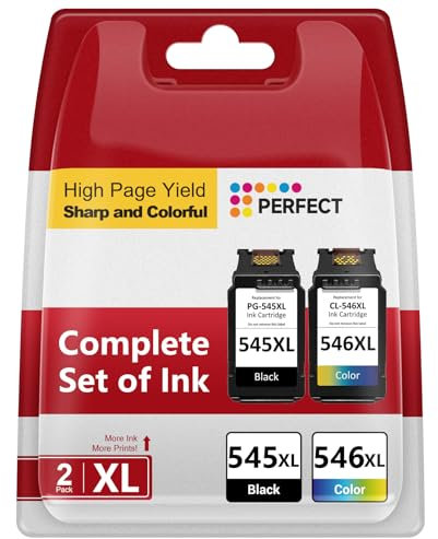 545XL 546XL Multipack Kompatibel für Canon Druckerpatronen 545 546, PG-545 CL-546, Hohe Kapazität Druckerpatronen 545 546 für Pixma MG2550S MG2950 TS3150 TS3151 TR4550 (Schwarz & Farbe, 2er-Pack)